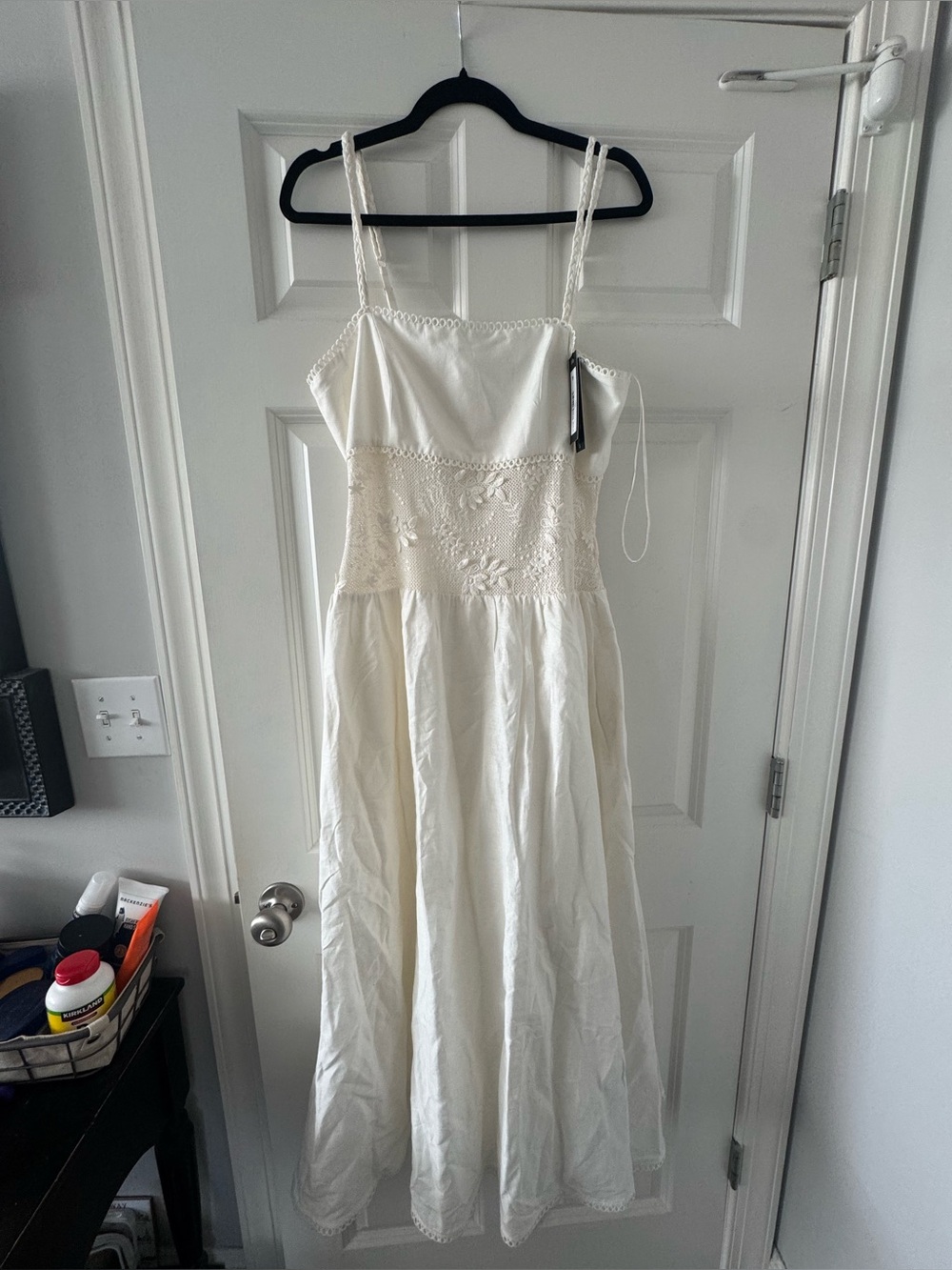 Steve Madden Cream Lace-Panel Midi Dress